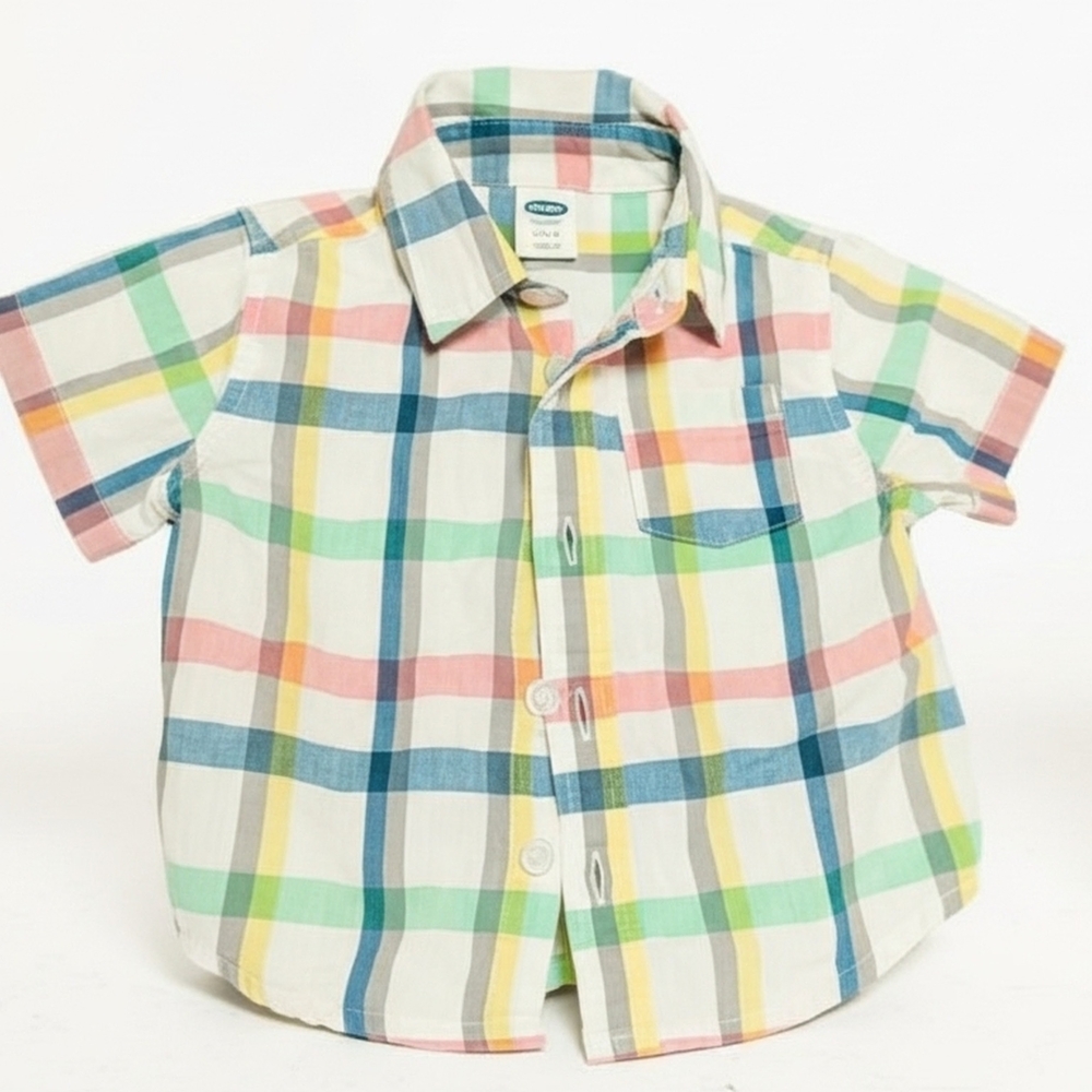 Old Navy Baby/Toddler Button-Up Shirt – Size 3-6 Months – Multicolor Plaid